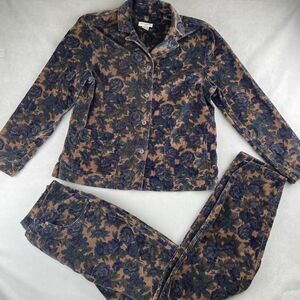 Vintage Jones New York Jacket Pants Set Womens M & 8 Floral Velveteen 90s‎ Retro